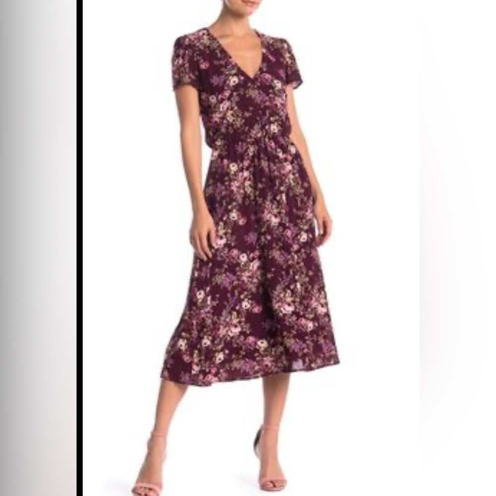 BOGO Dress Deal! Wayf Floral Midi Dress in Plum - Women's Casual Summer Dress